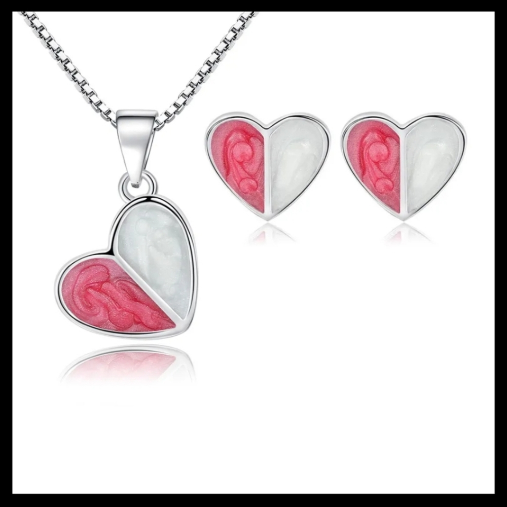 New Sterling Silver Enamel necklace and earrings